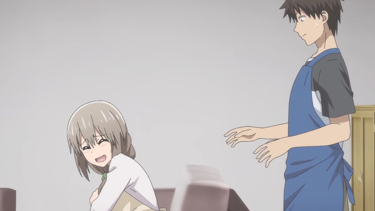 Tsuki Uzaki was startled when Shinichi in the back was about to hug her [  Uzaki-chan - 宇崎ちゃんは遊びたい ]