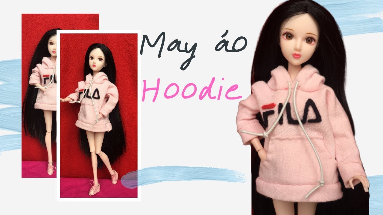 Hướng dẫn may áo Hoodie cho búp bê | DIY HOW TO MAKE Doll Hoodie Sweatshirt