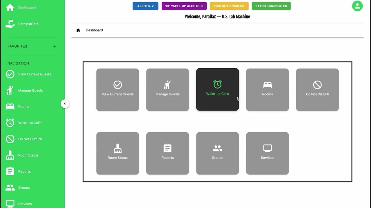 Dashboard and Favorites Page with Parallax by Percipia | Seamless PMS Integration for Hospitality