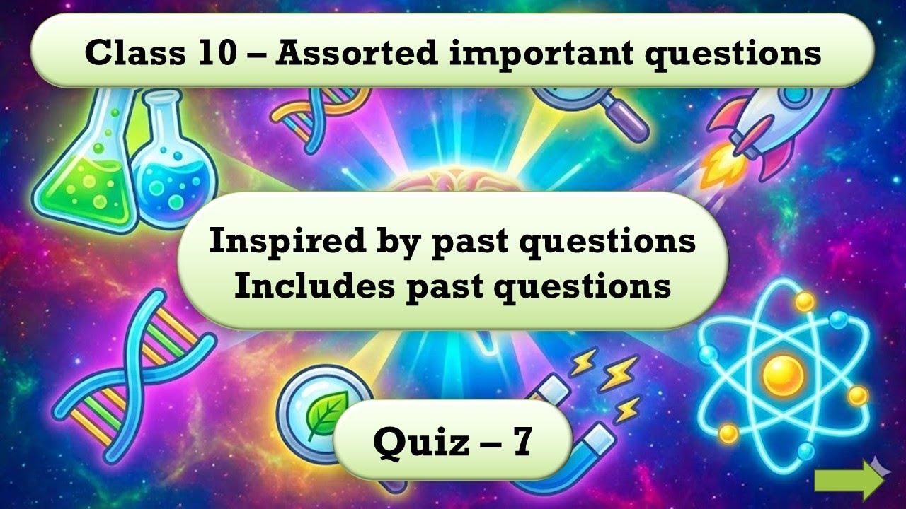 Assorted Science Class 10 MCQ 7. Includes past years questions. All boards CBSE ICSE STATE BOARDS
