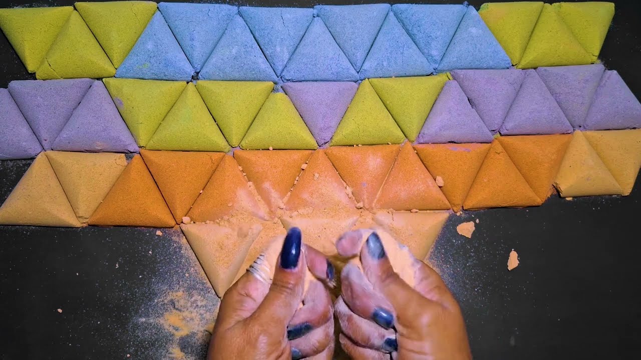 COLORFUL TRIANGLES CRUSH @mabucrush_@Crushasmr4k #satisfying
