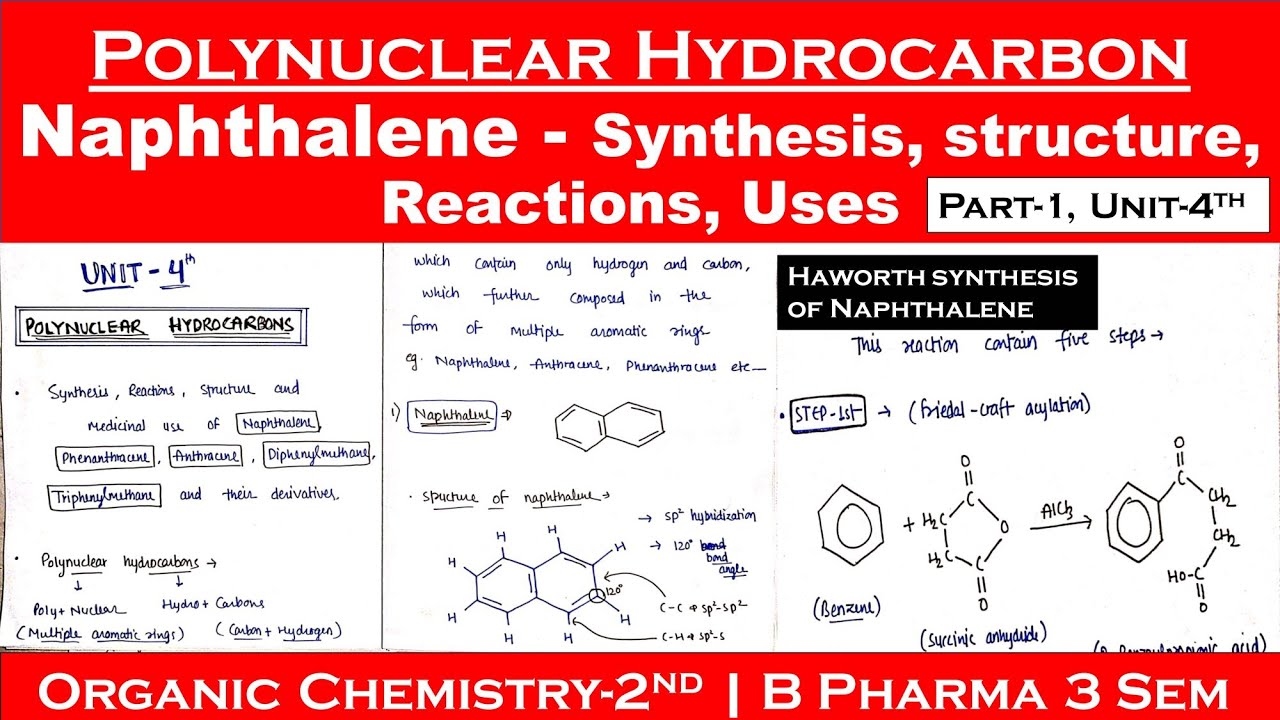 Polynuclear hydrocarbons | synthesis and uses of Naphthalene | Haworth method | part-1,Unit-4| POC-2