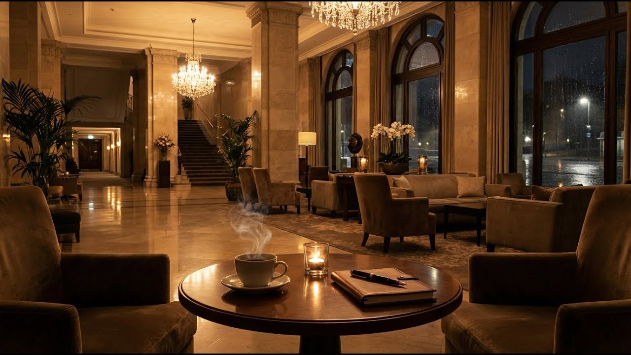 🏨 Quiet Grand Hotel Lobby | Smooth Jazz Night Atmosphere