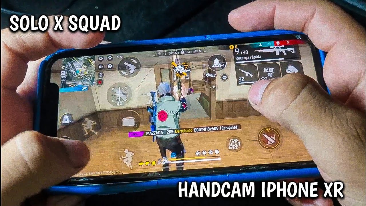 SOLO VS SQUAD HANDCAM NO IPHONE XR FREE FIRE FULL GAMEPLAY