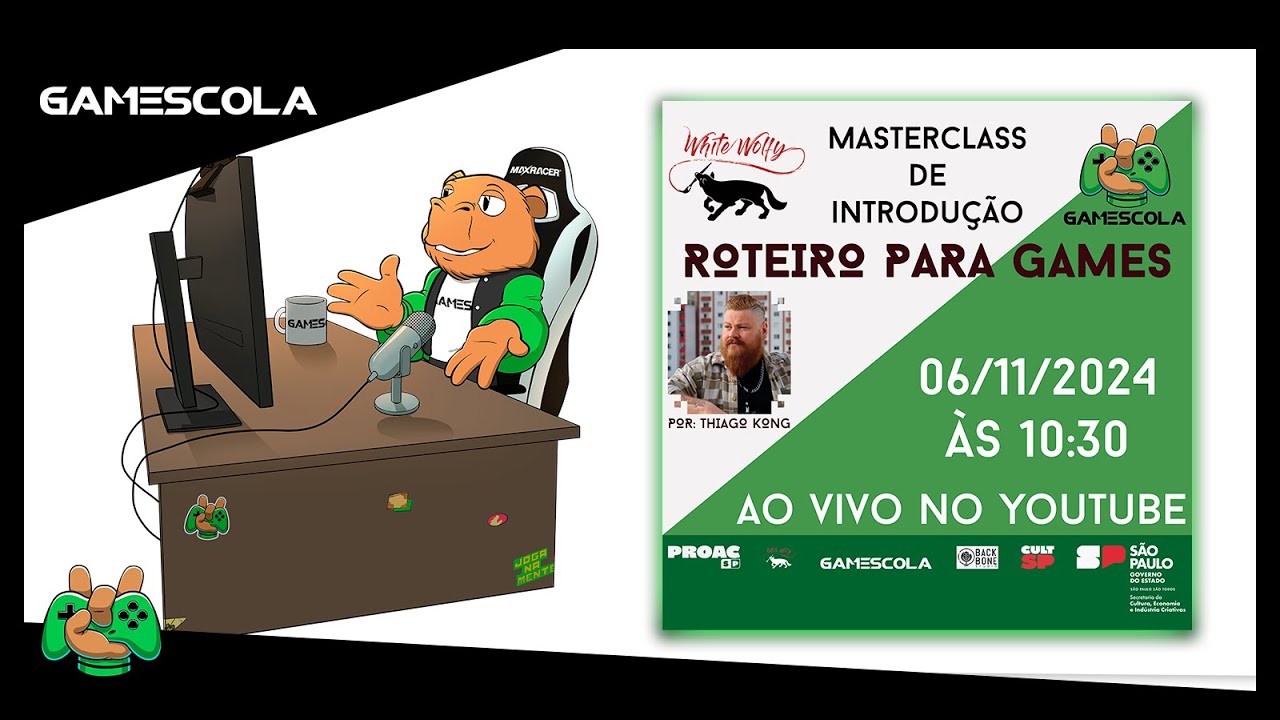 Masterclass de Produ&ccedil;&atilde;o de Roteiro Para Games - Thiago Kong