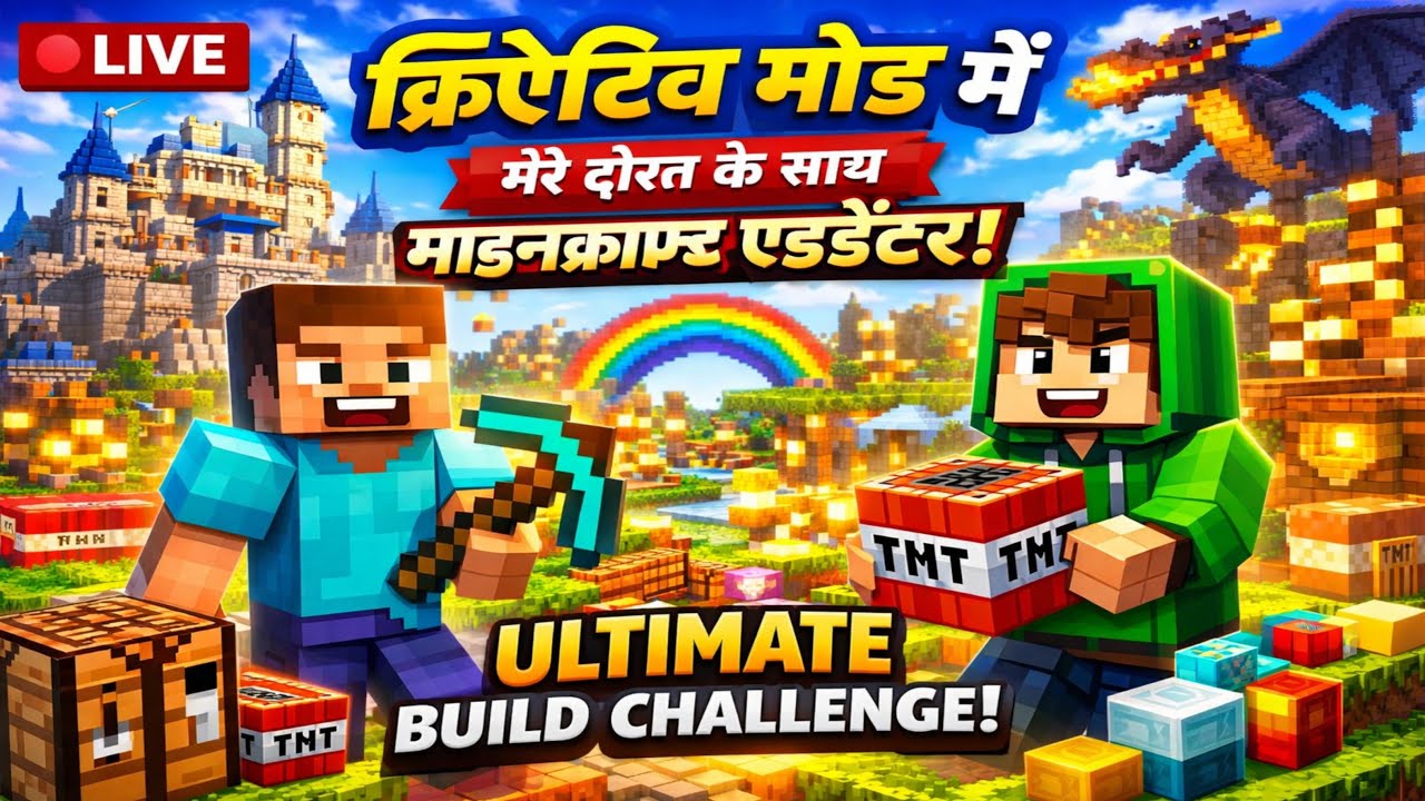 🔴 LIVE: Minecraft Creative Mode Fun with Friend | Hindi Gameplay subscribe my YouTube channel 🙏