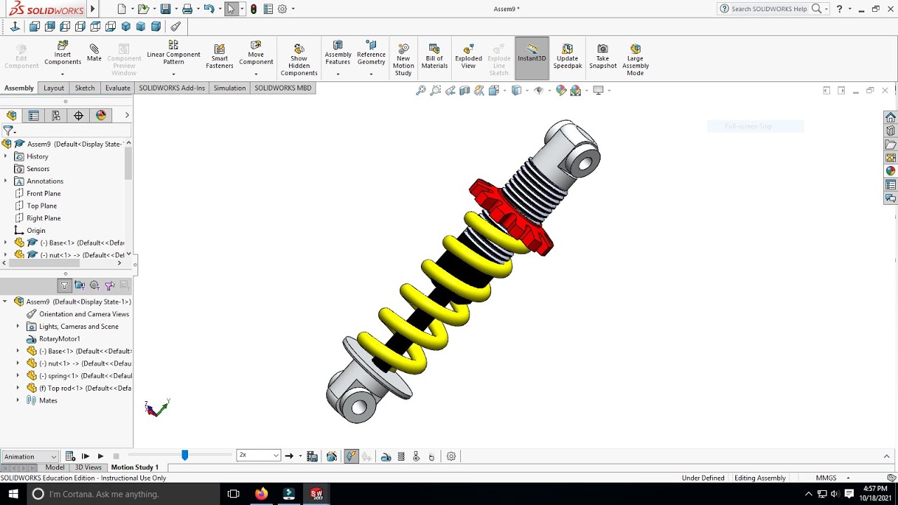 Modelling and Assembly of Shock Absorber using Solidworks