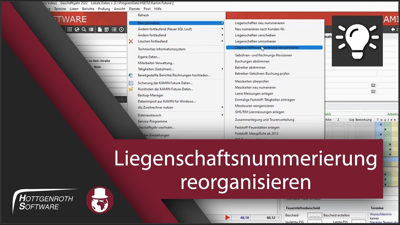 Liegenschaftsnummerierung reorganisieren - KAMIN Futura