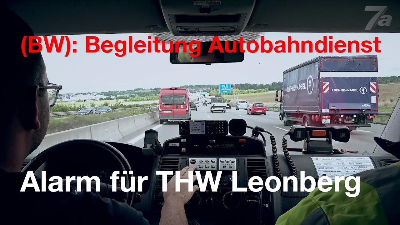 ALARM für THW Leonberg - Begleitung der Helfer bei einem Einsatz - Blaulichtfahrt -