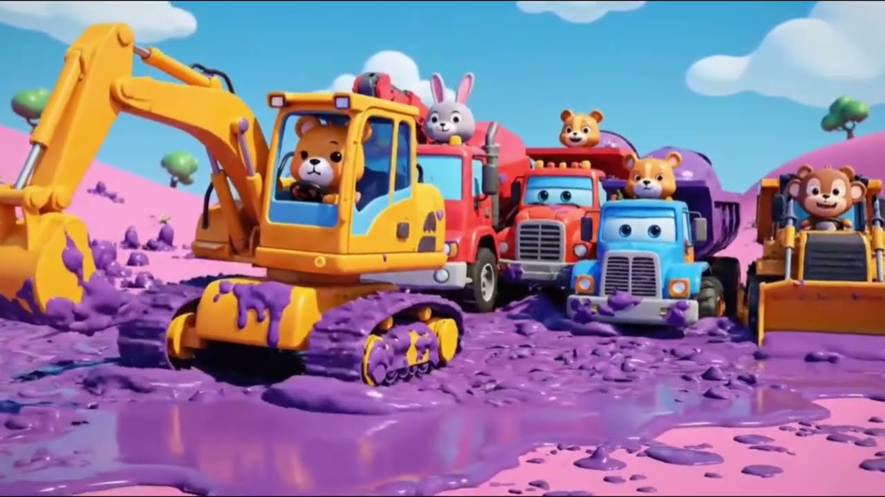 Construction Vehicles for Kids | Excavator, Crane, Dump Truck | Cartoon Kids