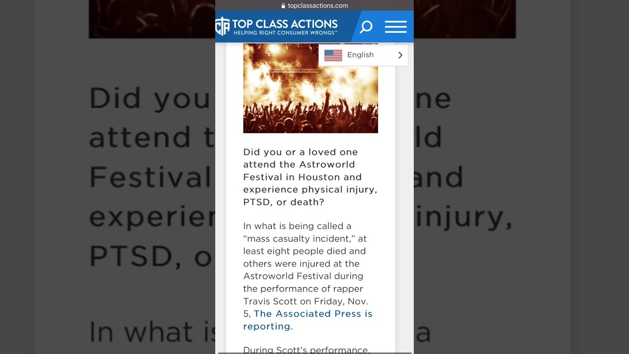 Legal help is available for those impacted by #astroworld 💔 Visit topclassactions.com!