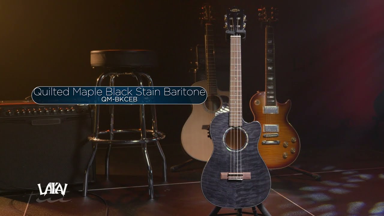 Lanikai Quilted Maple Black Stain Baritone A/E Ukulele
