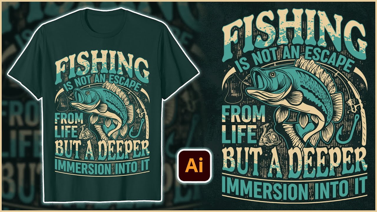 Fishing T-shirt Design | Advanced Vector Modify T-shirt Design Tutorial in Illustrator  | AH T-SHIRT