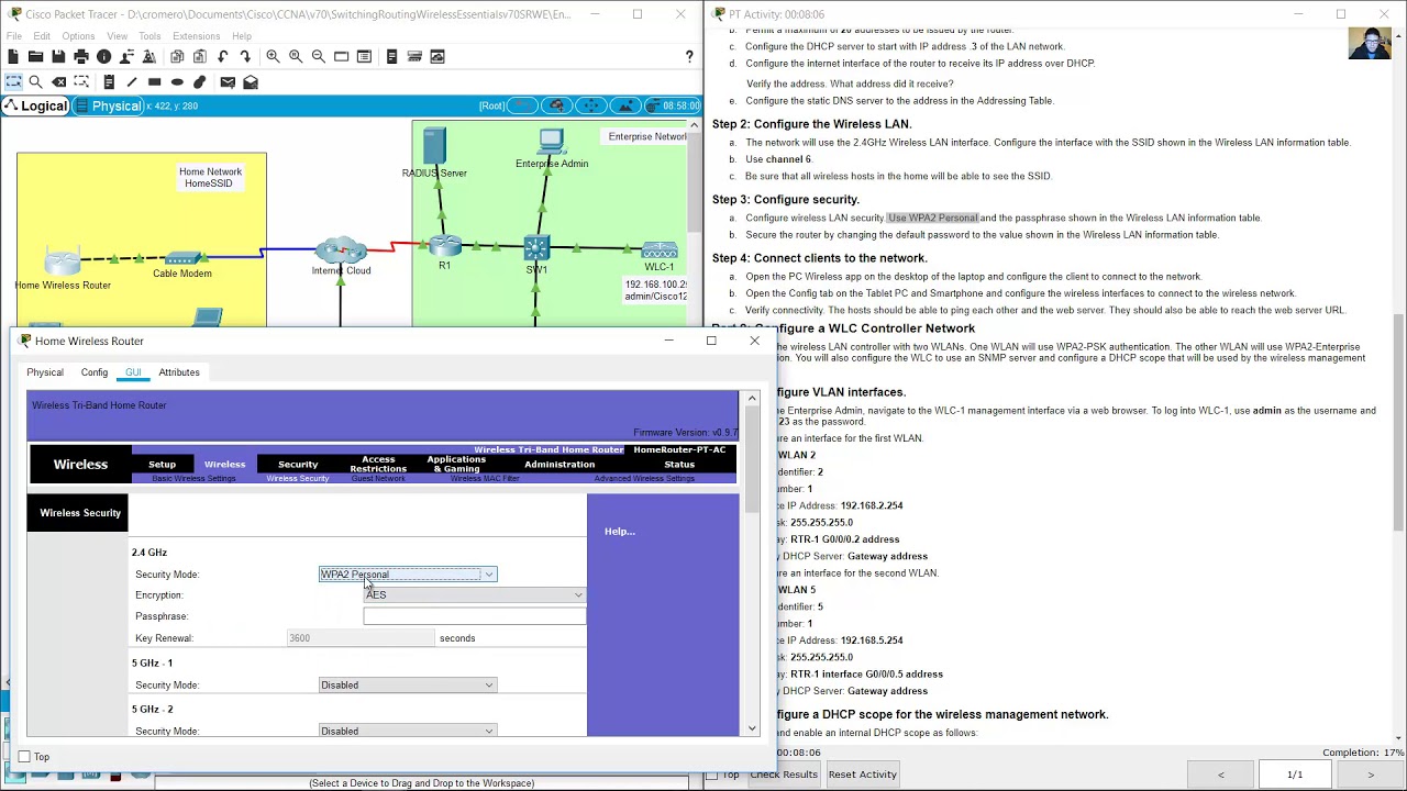 13.5.1 Packet Tracer - WLAN Configuration