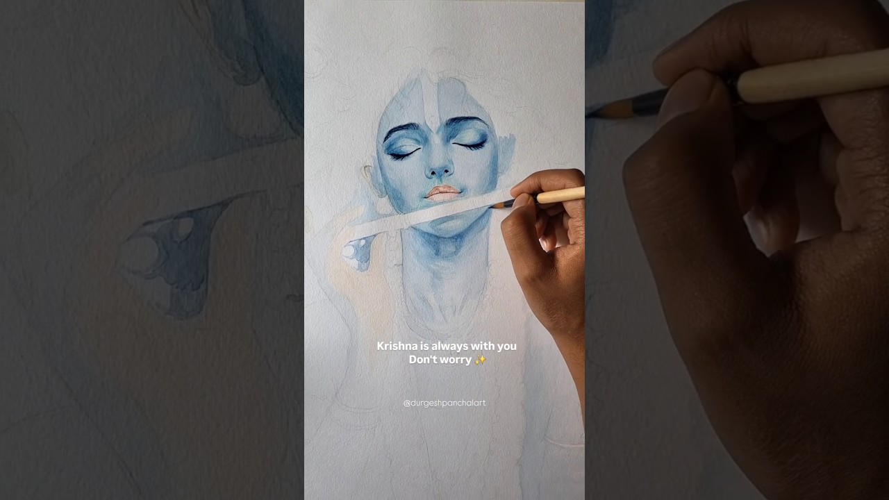 Krishna 🌸 watercolor portrait ✍️ ✨️