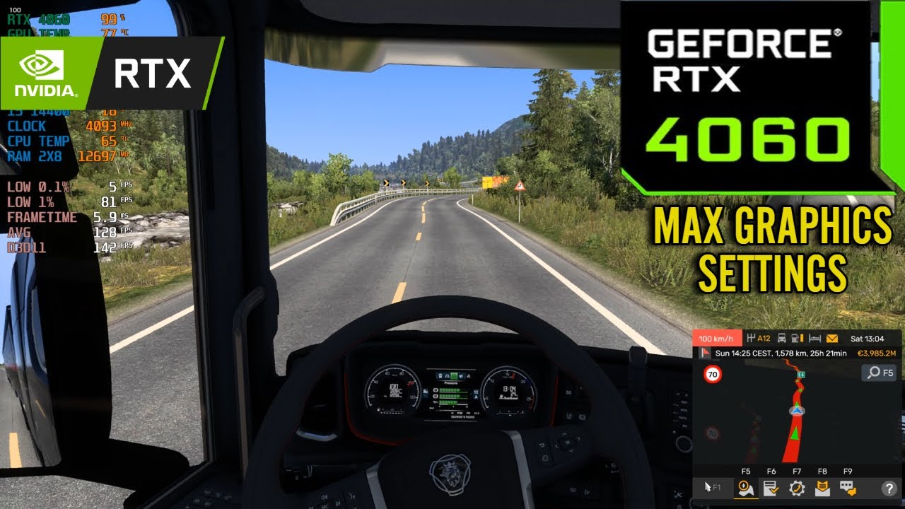Euro Truck Simulator 2 : RTX 4060 8GB ( Maximum Graphics Settings )