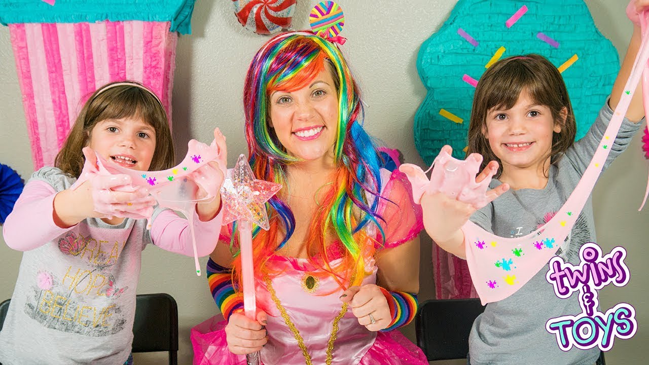 Twins KATE & LILLY make SLIME with Princess Lollipop!!