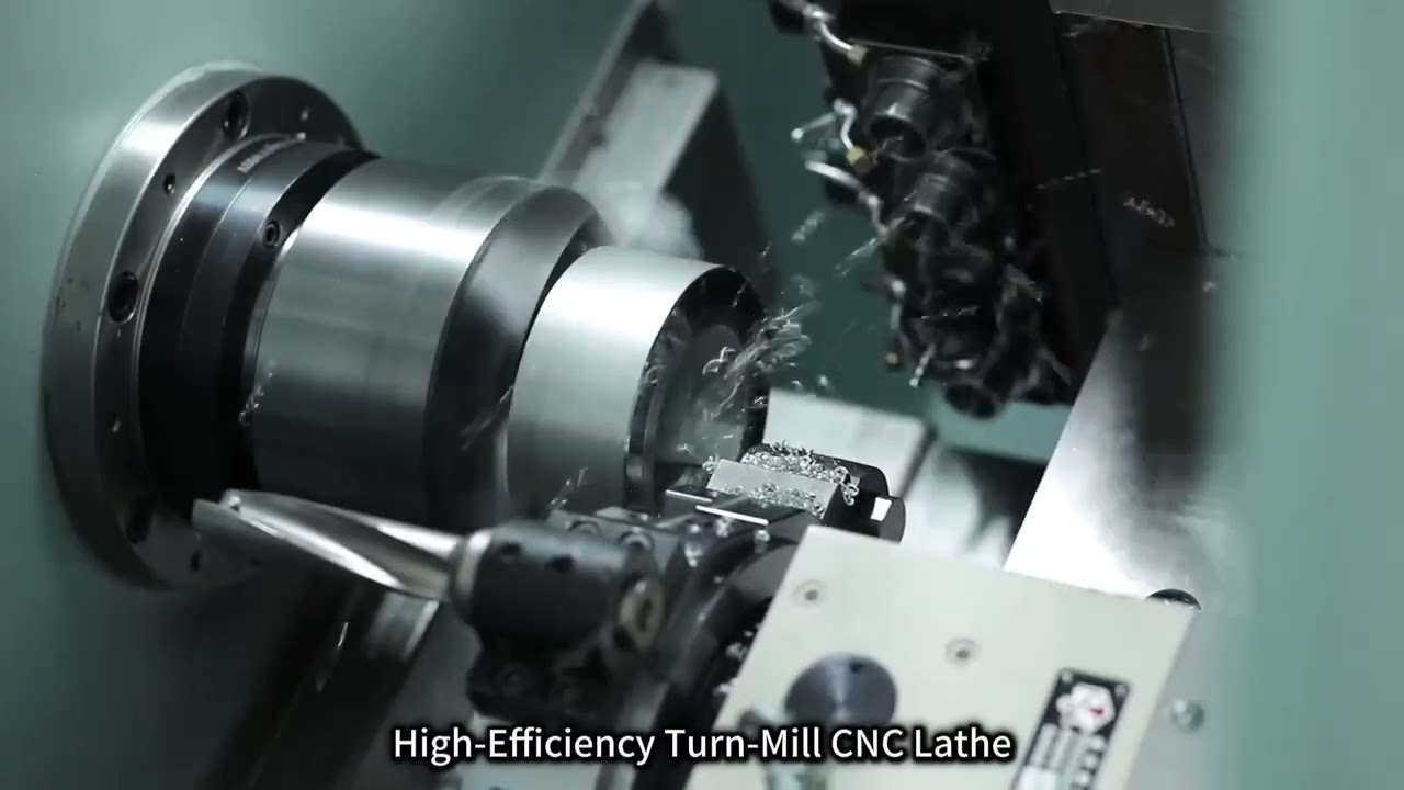 Power Head High-Efficiency Machining Dual Turret CNC Lathe Machining Demonstration#cncmachine