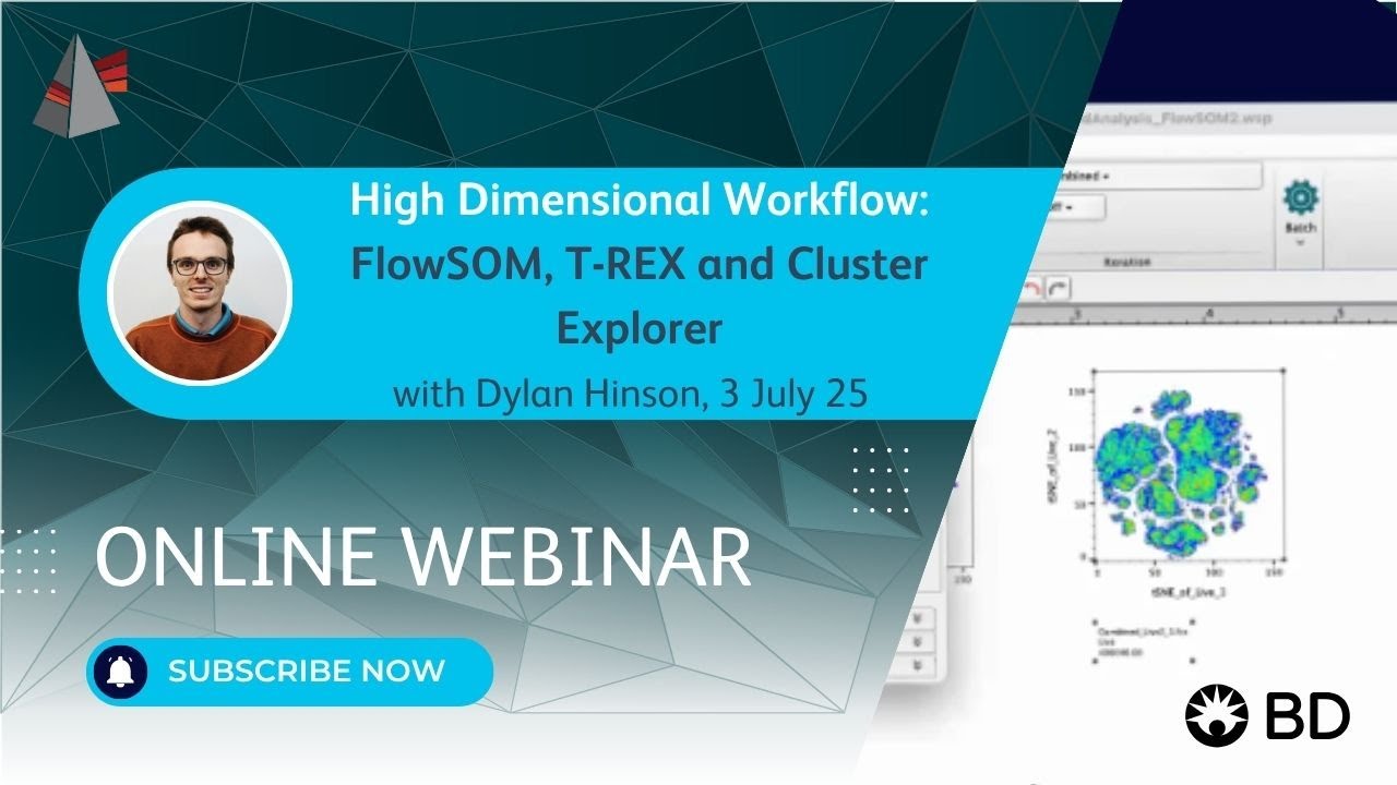 High Dimensional Workflow  FlowSOM, T-REX, and ClusterExplorer - Jul 3, 2025  with Dylan Hinson