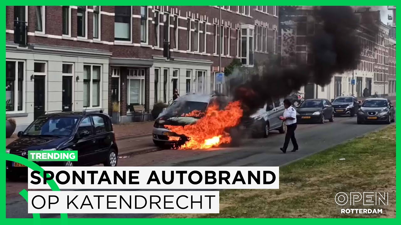 Auto vliegt in brand aan de Brede Hilledijk in Feijenoord | TRENDING