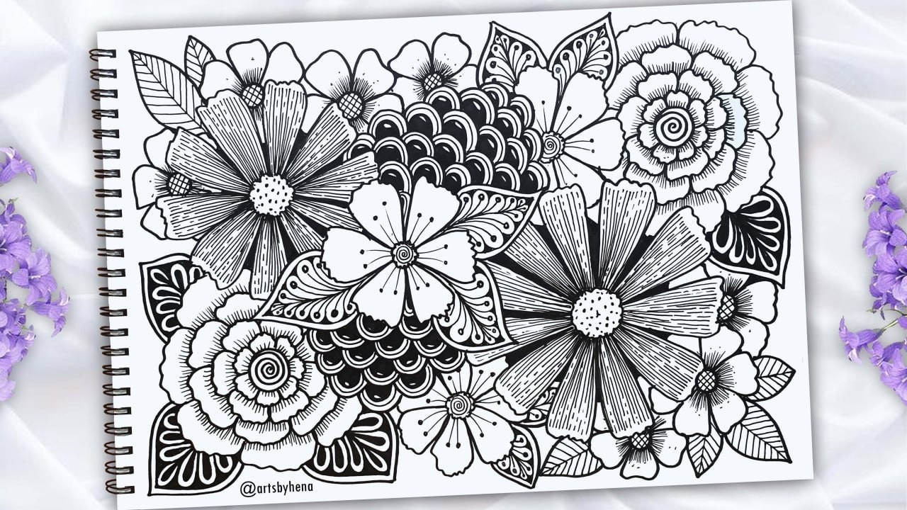 🌺How To Draw Flower Zentangle For Beginners | Zentangle Flower Artwork | Flower Doodle🌺
