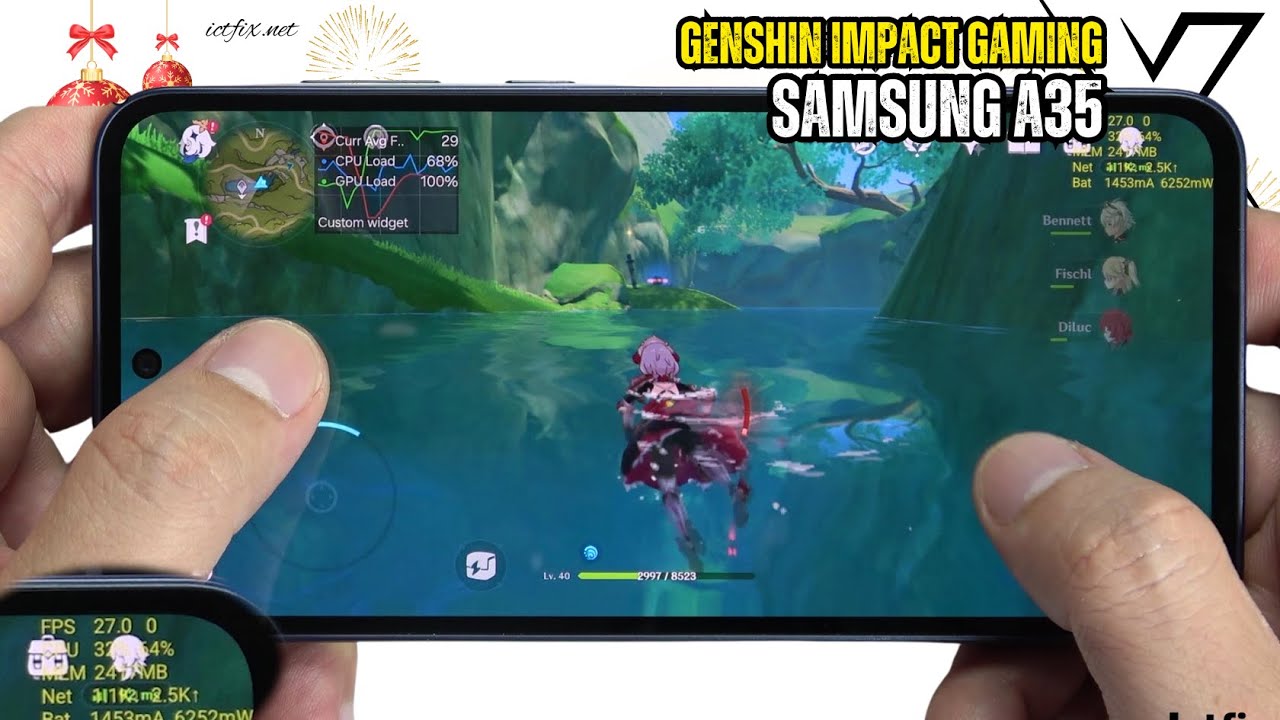 Samsung Galaxy A35 Genshin Impact Gaming test | Exynos 1380, 120Hz Display