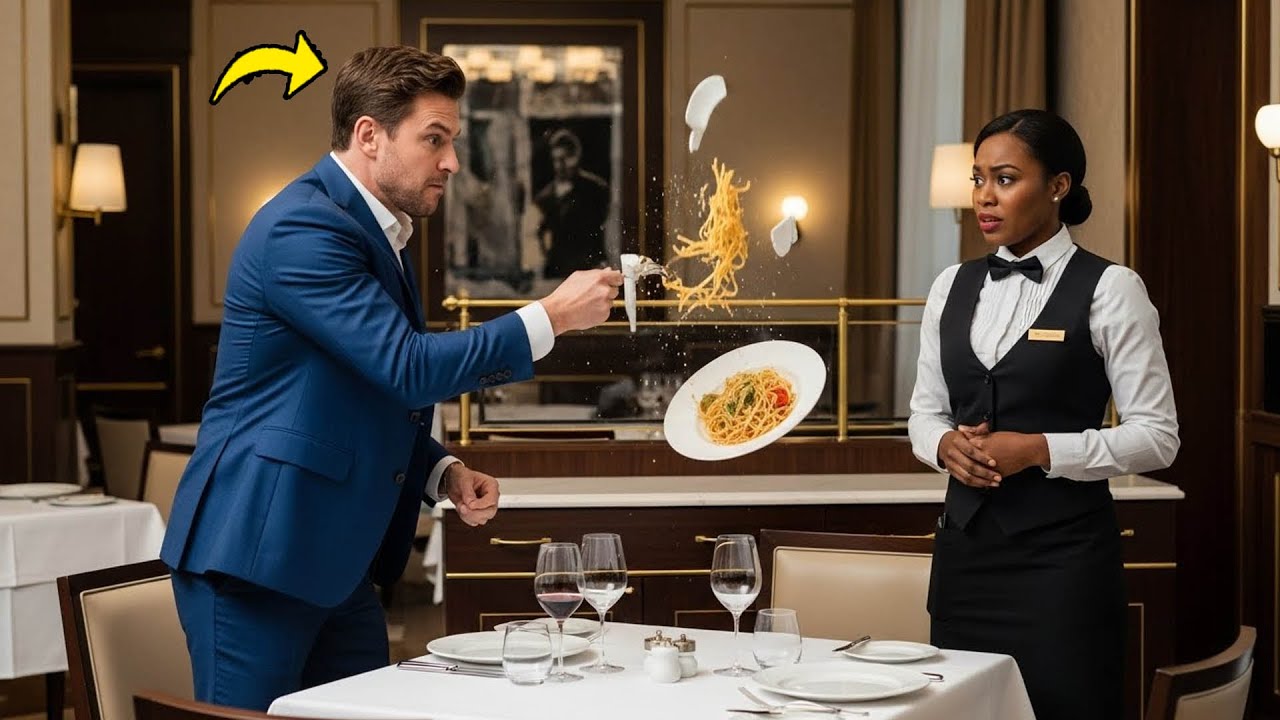 Billionaire Threw the Food on the Floor — Black Waitress Cleaned It Up and Said a Line He’ll Never !