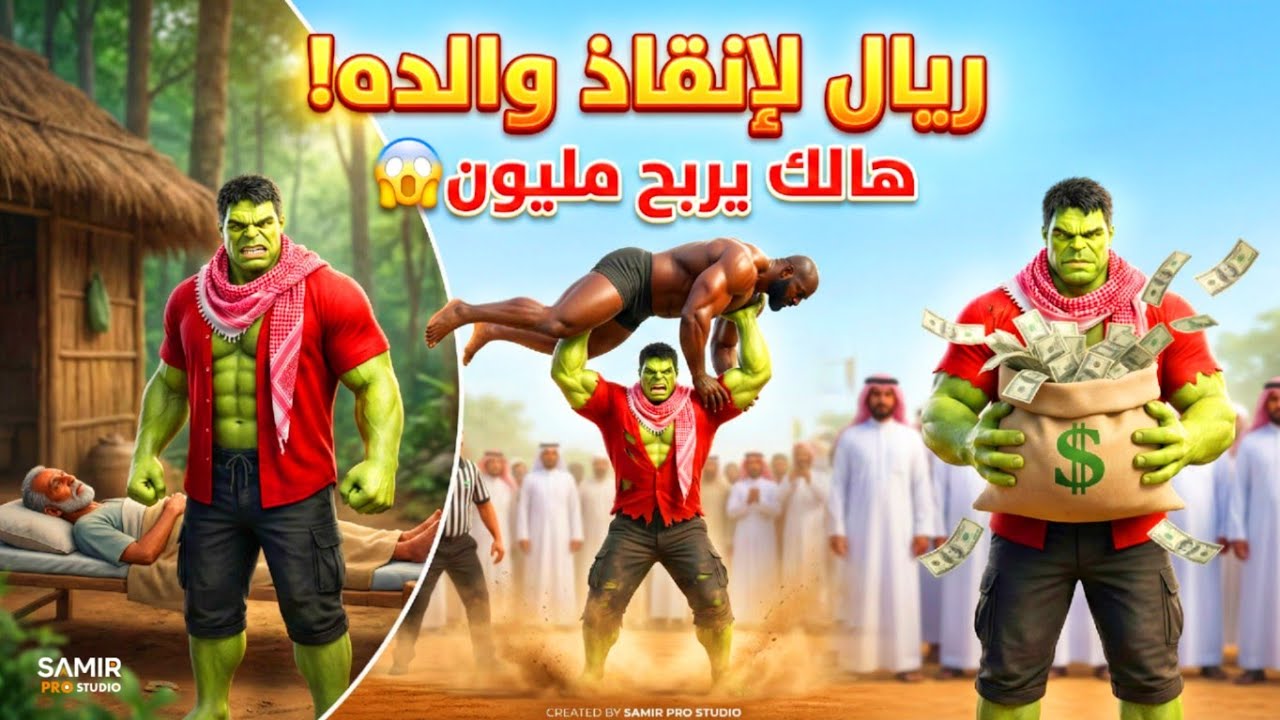  تحدي المليون ريال 💰 هالك يفعل المستحيل لإنقاذ والده 😱🔥|Arabic Cartoon Stories #arabicstories 
