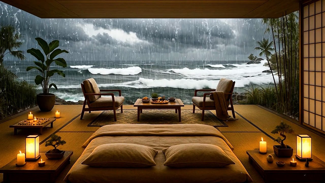 Ocean Rain for Deep Sleep - Calm Piano & Acoustic Guitar