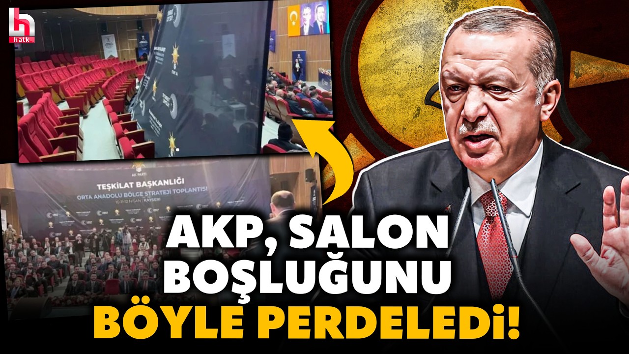 AKP'nin toplantısında PERDE SKANDALI! Salon dolmadı, kamufle ettiler! Erdoğan'ı &ccedil;ıldırtacak anlar!