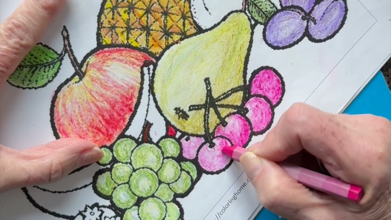 Vamos a colorear un frutero paso a paso con crayones #AliciaColorea #ColorearConCrayones #frutas