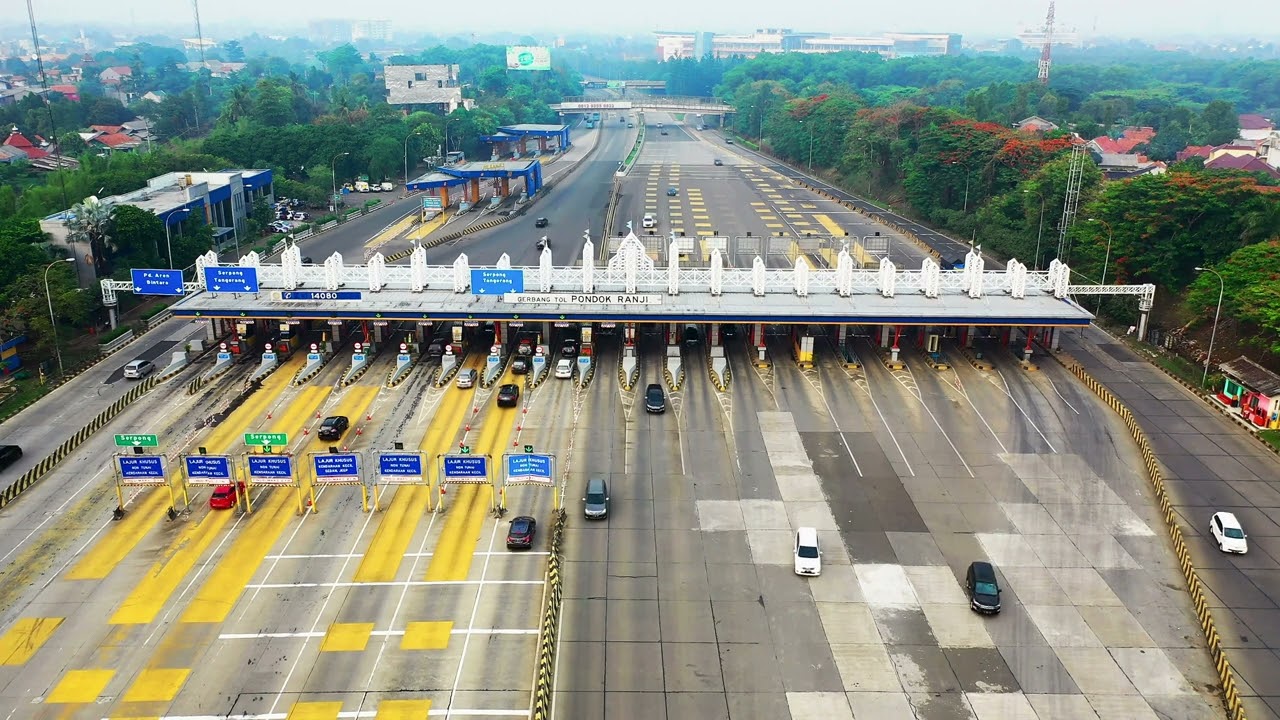 Aerial Toll Booth on the Highway | Free Stock Footage