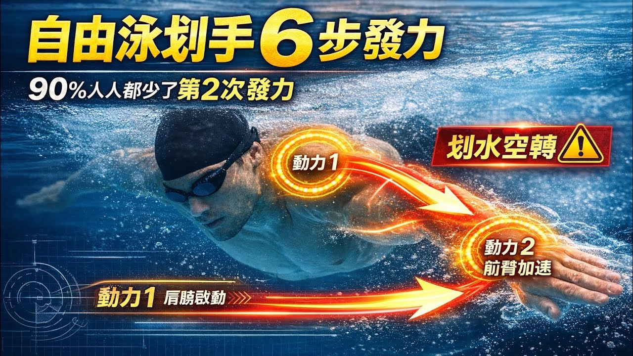 【自由泳精講】：別再靠蠻力划水！17年教練拆解「划手6大核心步驟」，教你肩膀與小臂的二次發力邏輯。 #自由泳 #游泳教學 #技術藍圖