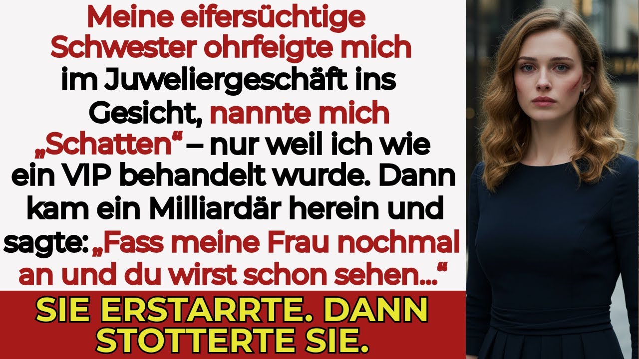 „Meine Schwester schlug mich im Juwelierladen – bis ein Milliardär sagte: ‚Fass sie nochmal an.‘“