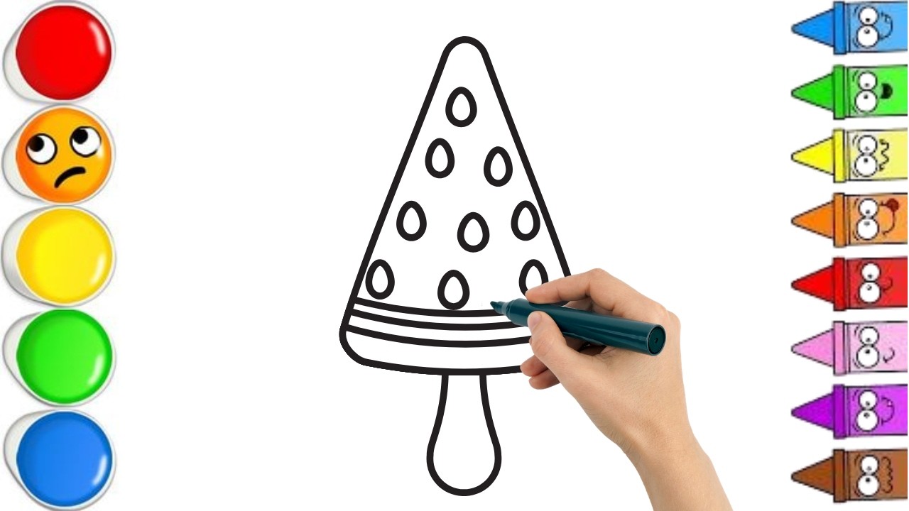 How To Draw cute ice cream . Easy Drawing, Painting & Coloring For Kids and Toddlers_🌈🎨