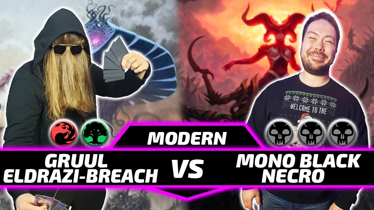 Eldrazi Through the Breach vs Mono Black Necro [Paper Modern MtG Gameplay] 2024