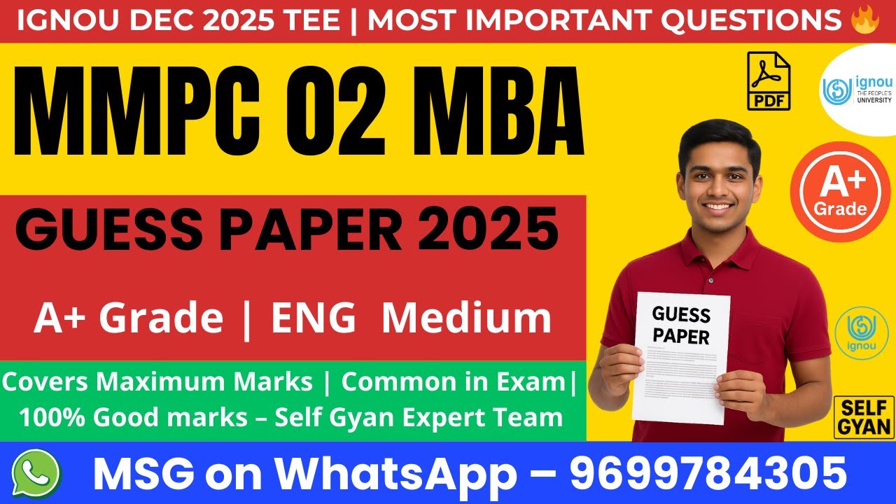 MMPC 02 Guess Paper MBA IGNOU | Most Important Questions | Self Gyan 🚀