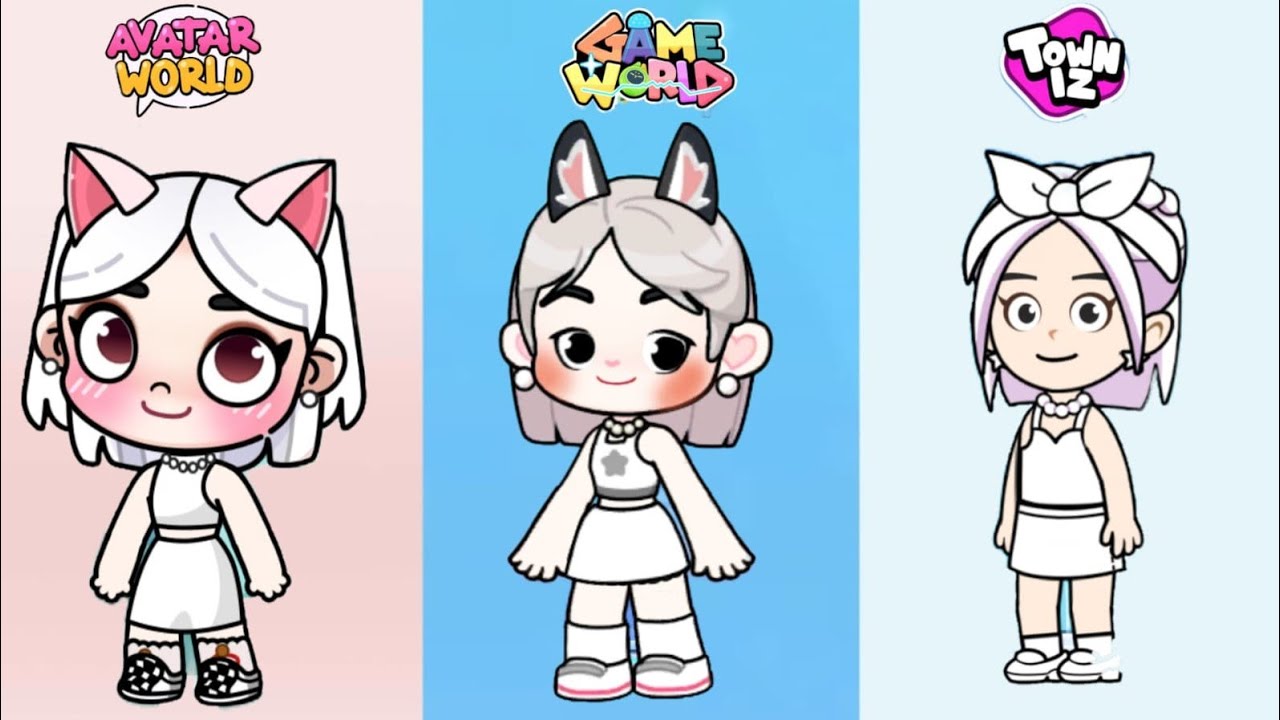 🤍Wenda Sprunki Inspired look in 3 Games #pazu #avatarworld #gameworld #towniz