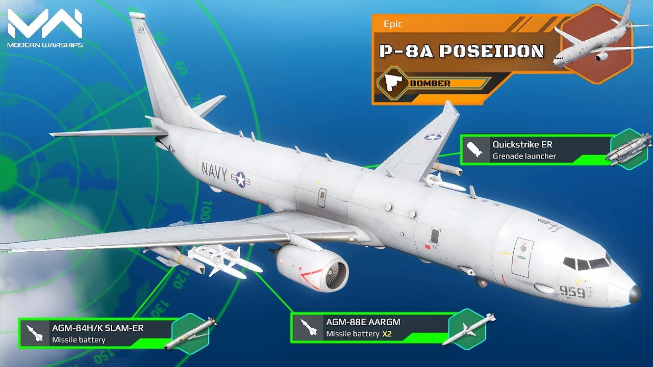 P-8A Poseidon January VIP Battlespass Bomber Overview and Gameplay | Modern Warships