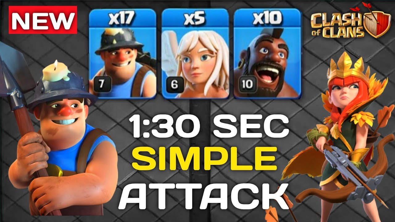 TH13 Miner Attack Strategy || Easiest TH13 Queen Walk Miners Hogs Attack - Clash of Clans