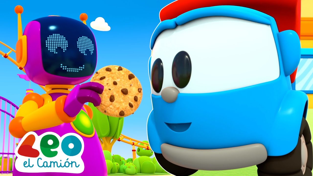 Leo the Truck Español - El Camión Refrigerado - El Castillo Inflable - Leo y los robots