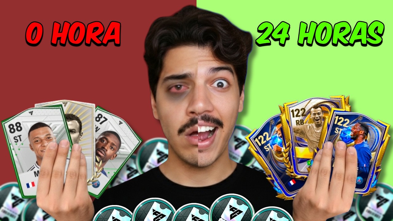 PASSEI 24 HORAS PEGANDO CARTAS GRATIS NO FC MOBILE 26!!!