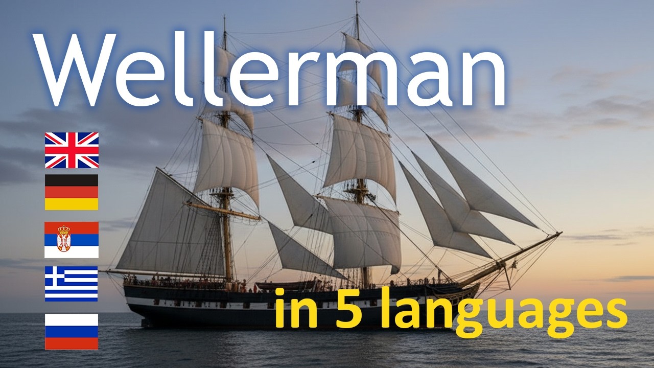 “Wellerman” in five languages: English, German, Serbian, Greek, Russian.