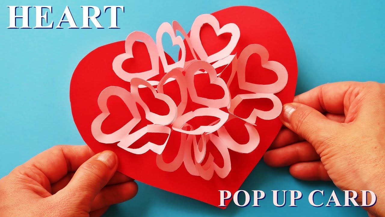 飛び出す【ハートのポップアップカード】作り方 バレンタインデーやクリスマスに手作り♪ DIY◇Heart Popup card valentine & christmas easy tutorial