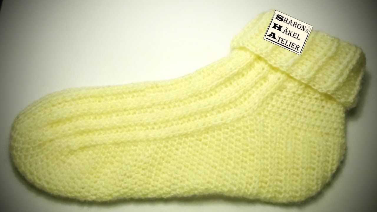Ripp Socke Häkeln | Virkattu resorisukka | Crochet rib sock | Rechtshänder