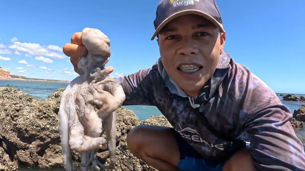 CAÇADA de MOREIA e POLVO no MEIO das PEDRAS ! ( DIEGO PESCADOR AMADOR)