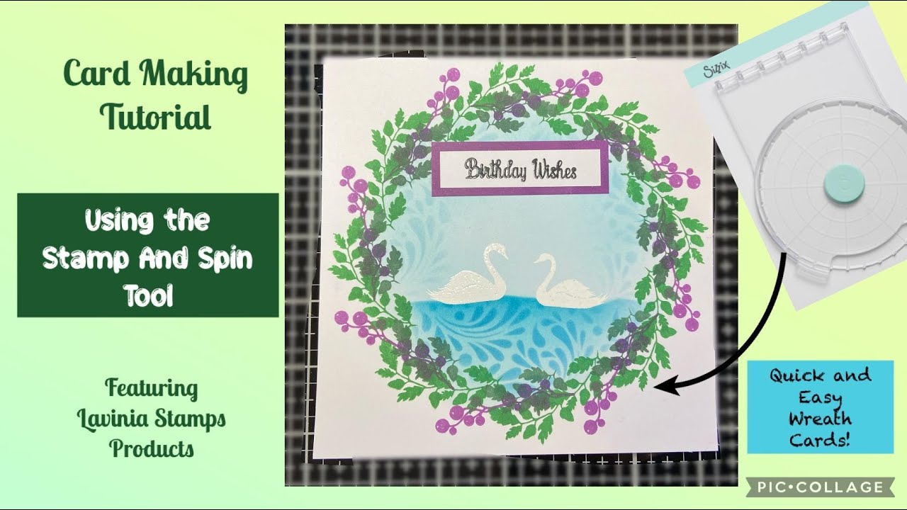 Card Making Tutorial-Quick & Easy Wreath Card - Sizzix Stamp And Spin Using Lavinia Stamps Products