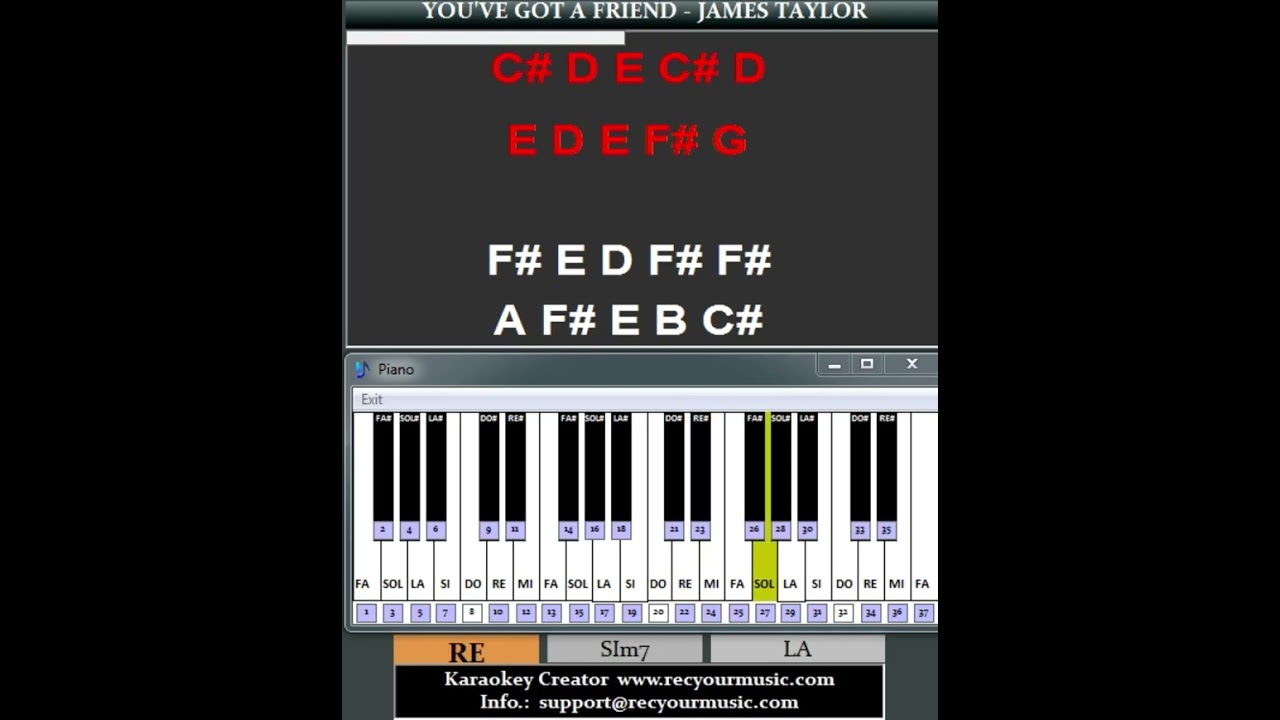 YOU'VE GOT A FRIEND JAMES TAYLOR PIANO TUTORIAL #chord #easypiano  #music #accordi #Karaokeyversion