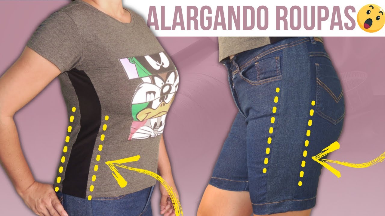 Como Alargar BERMUDA JEANS E CAMISETA DE MALHA DIY FÁCIL - Como Alargar Roupas #consertoderoupas