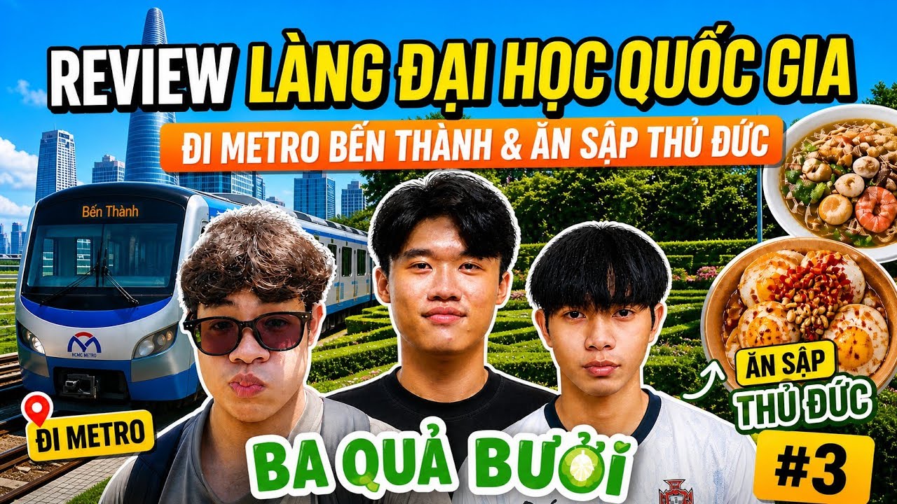 Review Làng Đại Học Quốc Gia: Đi Metro Bến Thành & Ăn Sập Thủ Đức | Ba Quả Bưởi #3